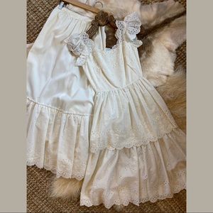 VINTAGE 2 Piece Maxi Midi Eyelet Lace Dress Skirt